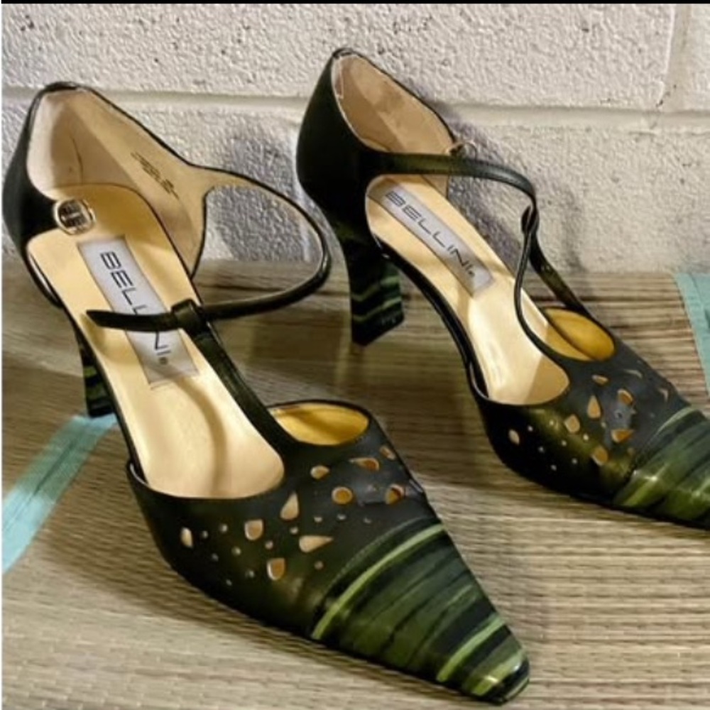 Bellini Green Kitten Heel Mary Jane Shoes